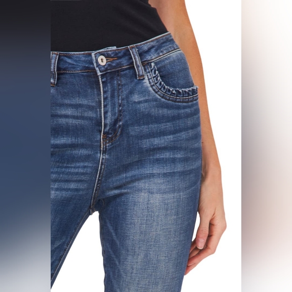 CECE High Waist Frill Pocket Straight Leg Jeans - Picture 3 of 7